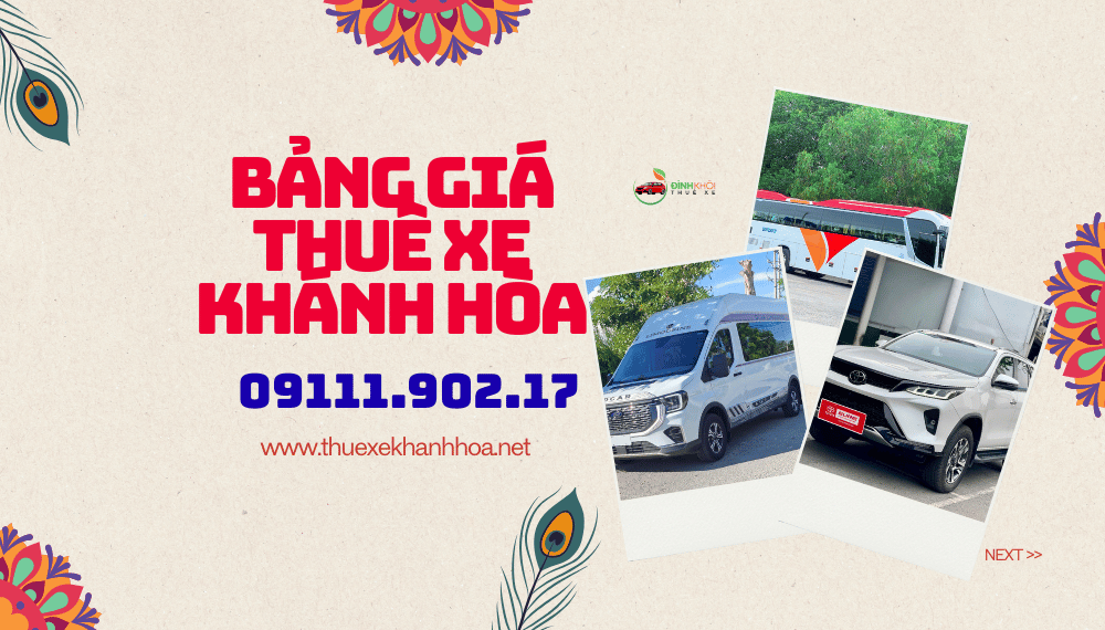 Bảng giá thuê xe Khánh Hòa
